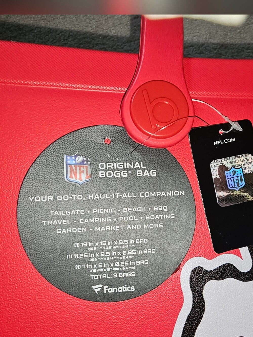 Kansas City Chiefs Red Tote Bogg Bag - Picture 3 of 7